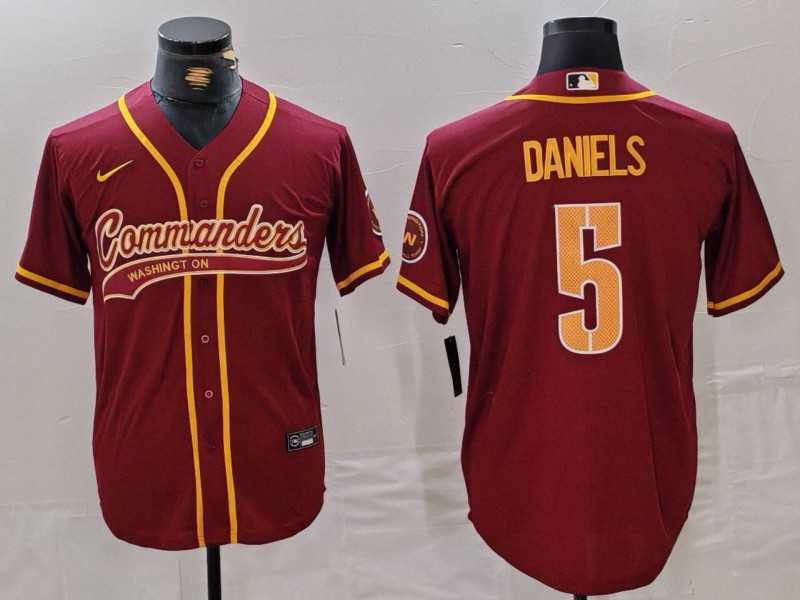 Men's Washington Commanders #5 Jayden Daniels Burgundy With Patch Cool Base Stitched Baseball Jersey,We sell and wholesale Men's Washington Commanders #5 Jayden Daniels Burgundy With Patch Cool Base Stitched Baseball Jersey on line form chian!